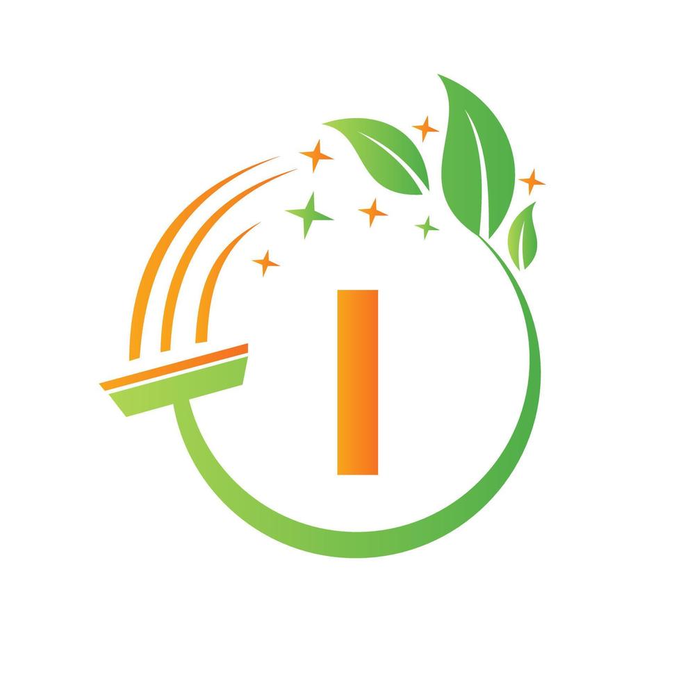 Maid Logo On Letter I Concept With Clean Brush Icon vector