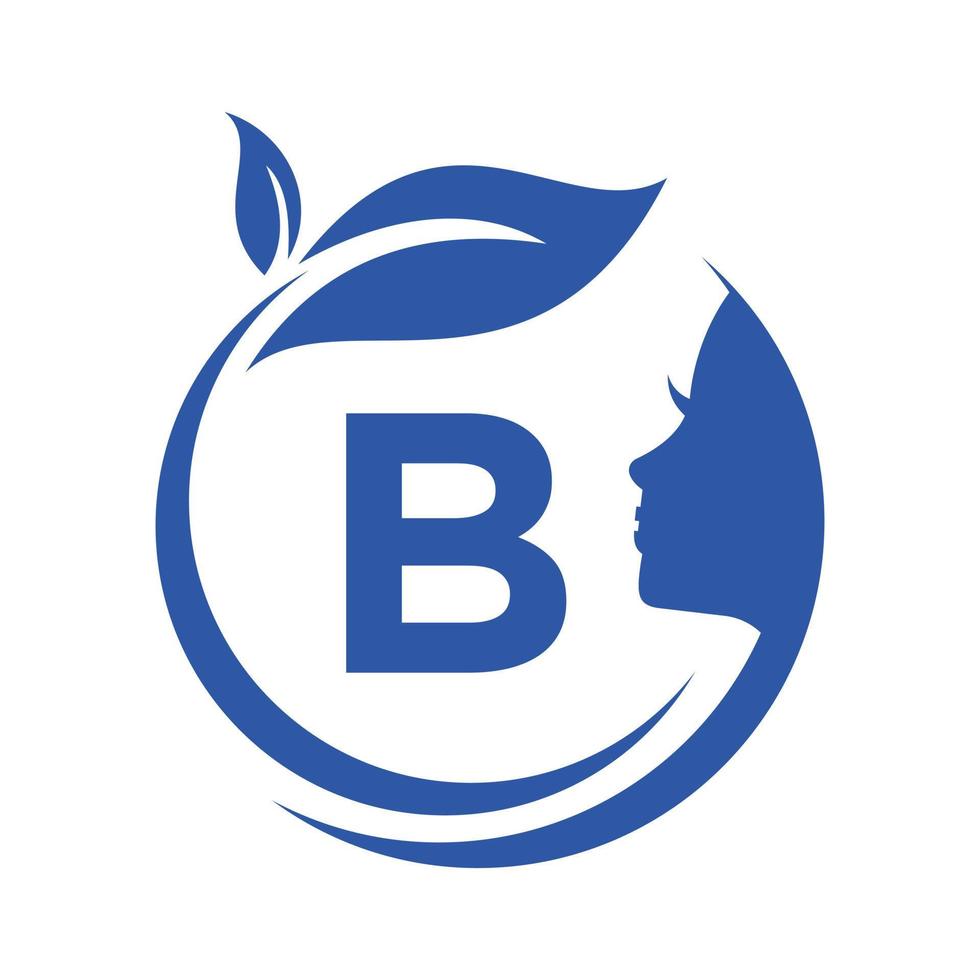 logotipo de spa de belleza en la plantilla de vector de letra b. mujer belleza peluquería y spa elegancia signo