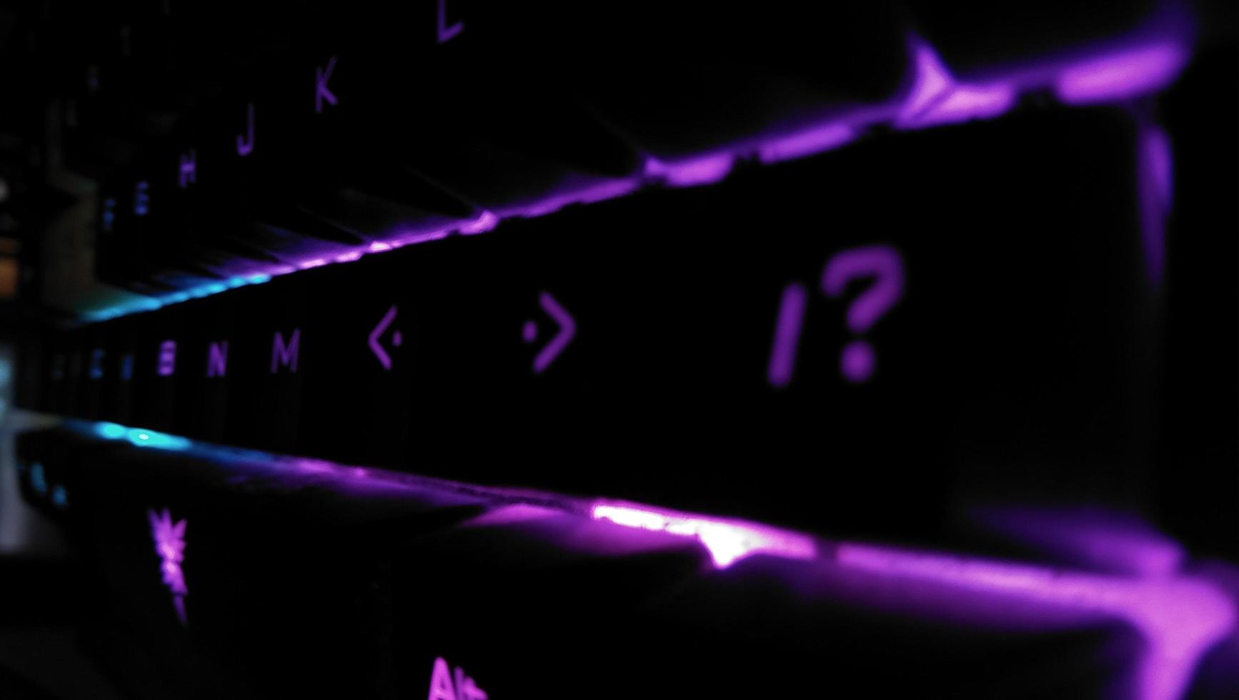 Computer keybord with bokeh lights photo