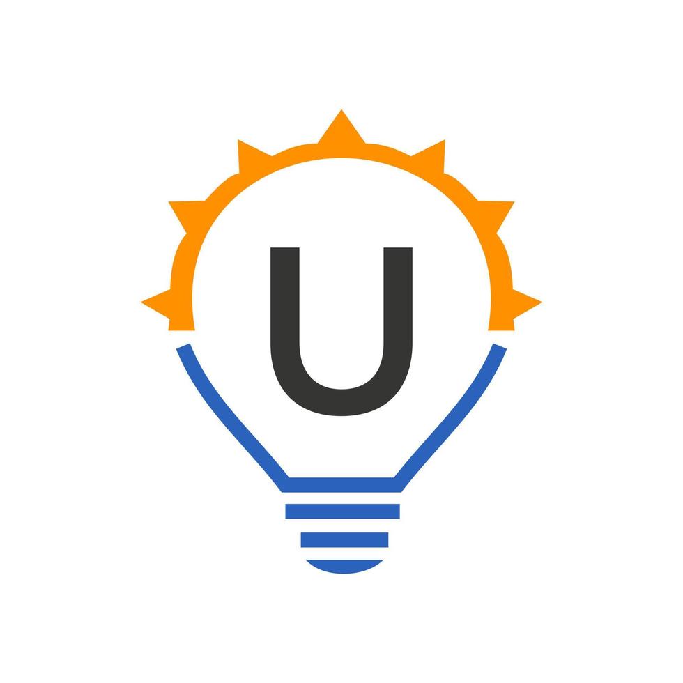 Letter U Light Bulb Vector Template