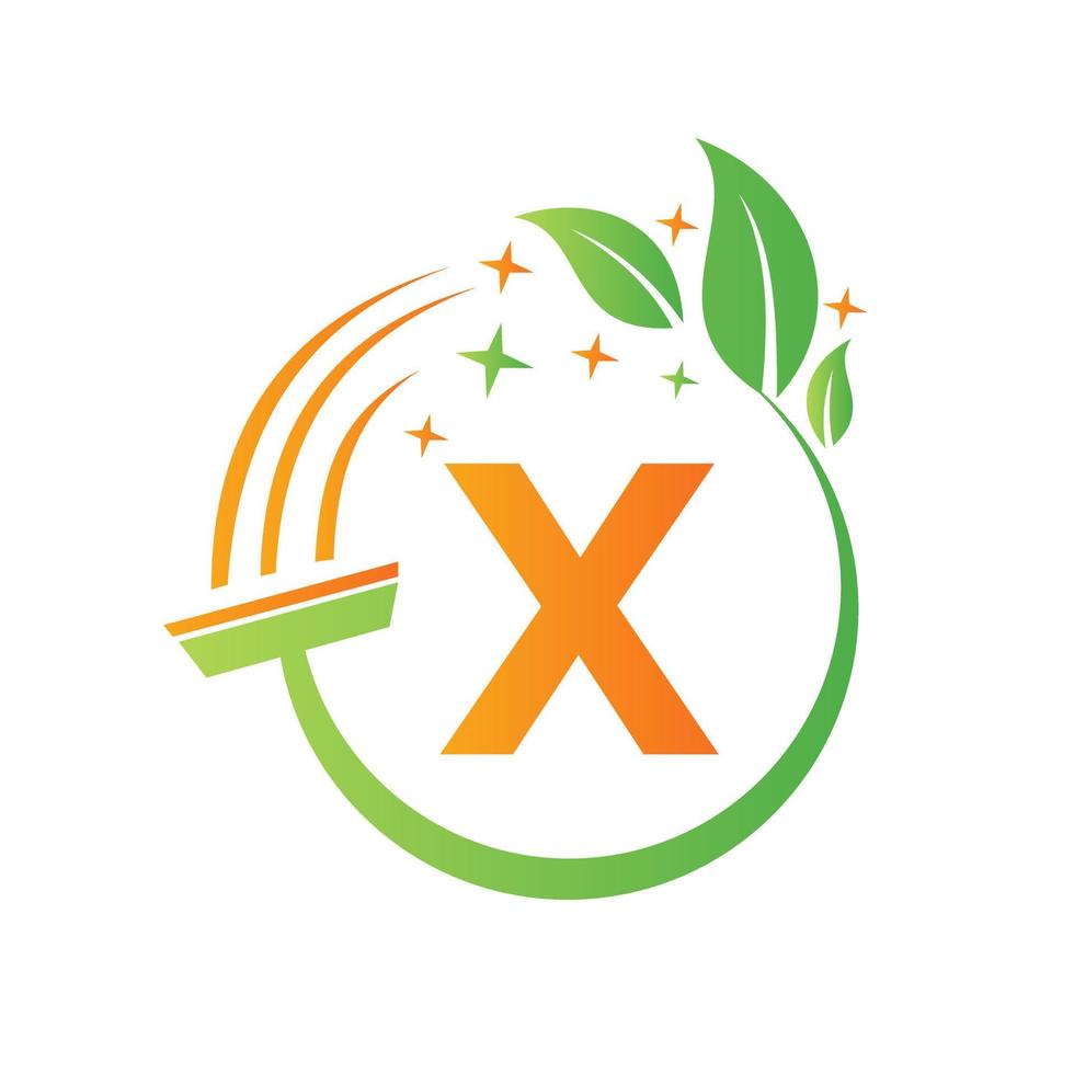 Maid Logo On Letter X Concept With Clean Brush Icon vector