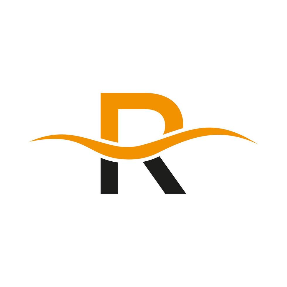 Letter R Logo Sign Design Water Wave Concept vector