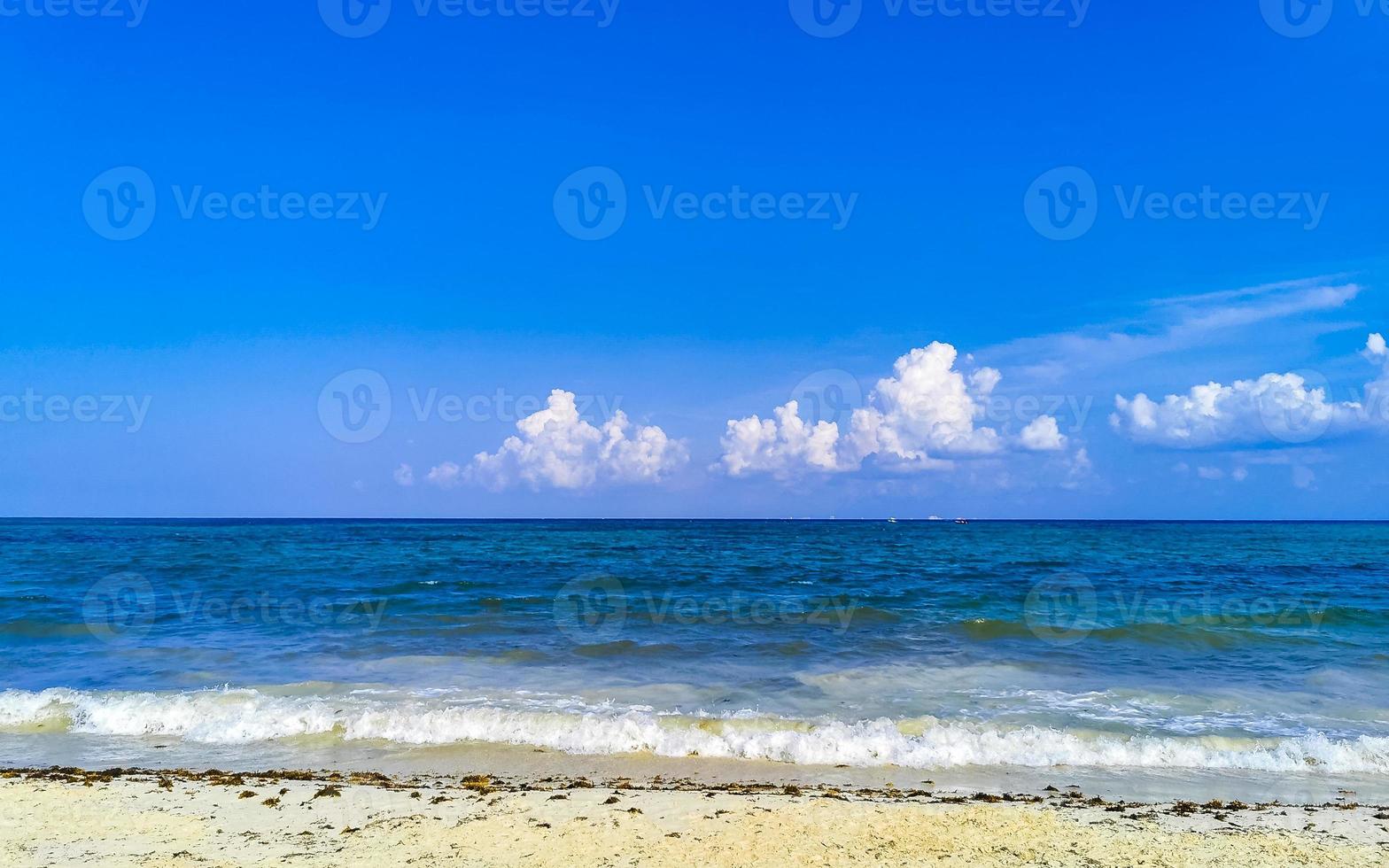 Tropical caribbean beach clear turquoise water Playa del Carmen Mexico. photo