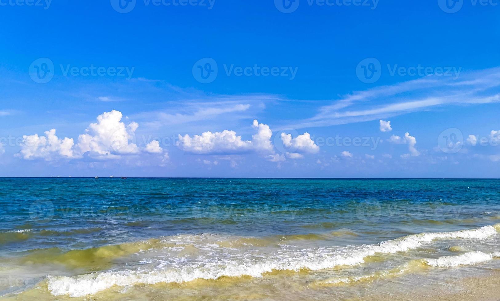 Tropical caribbean beach clear turquoise water Playa del Carmen Mexico. photo