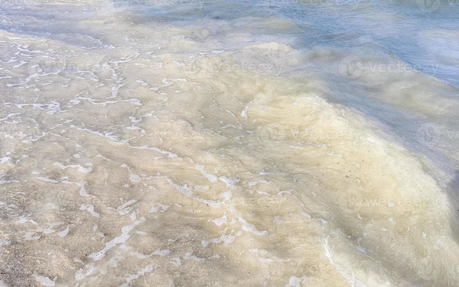 Waves at tropical beach caribbean sea clear turquoise water Mexico. photo