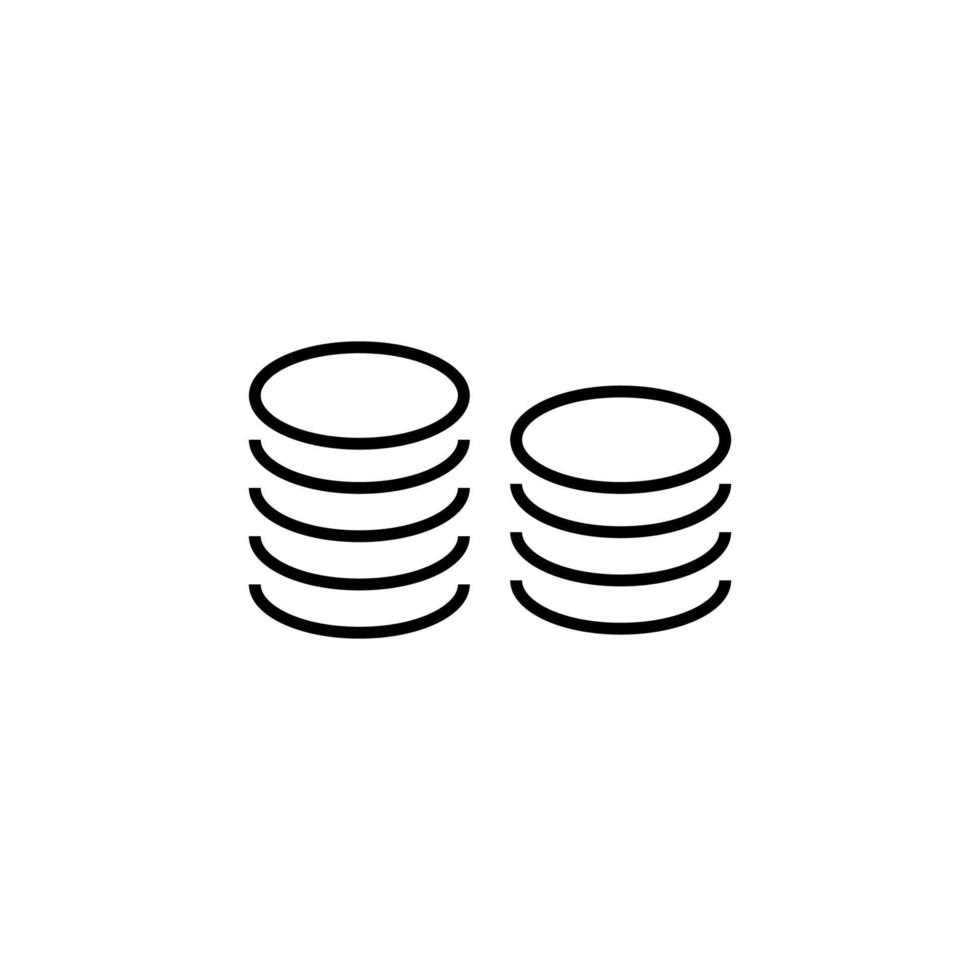 Stack of Coins Isolated Line icon. Vector sign drawn with black thin line. Editable stroke. Perfect for UI, apps, web sites, books, articles