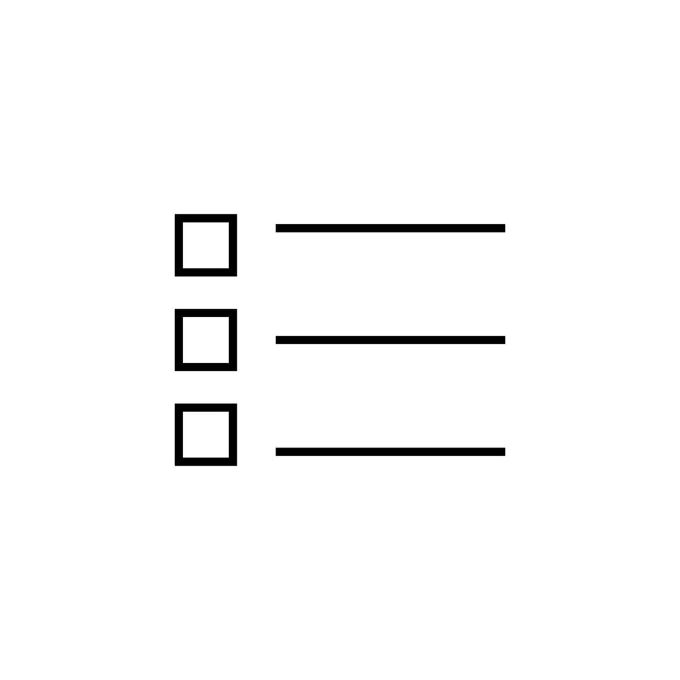 List Line Icon. Vector sign drawn with black thin line. Editable stroke. Perfect for UI, apps, web sites, books, articles