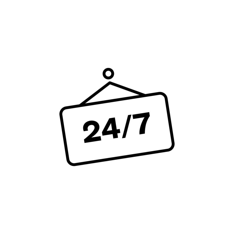Signboard All Hours Line icon. Vector sign drawn with black thin line. Editable stroke. Perfect for UI, apps, web sites, books, articles