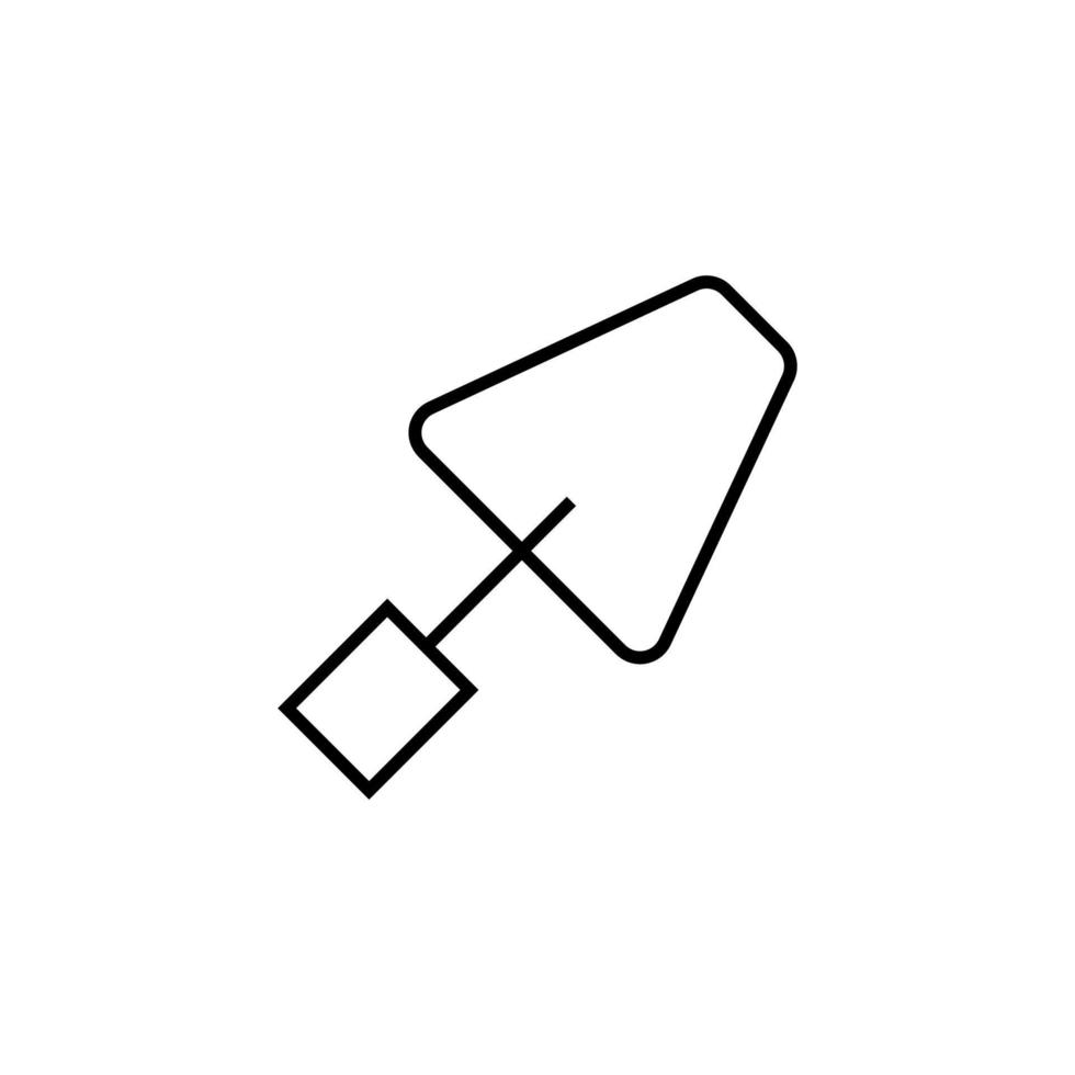 Shovel For Renovation Line Icon. Vector sign drawn with black thin line. Editable stroke. Perfect for UI, apps, web sites, books, articles