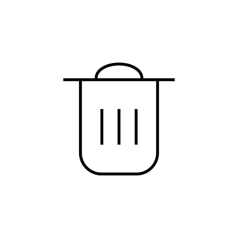 Trash Can Line Icon. Vector sign drawn with black thin line. Editable stroke. Perfect for UI, apps, web sites, books, articles