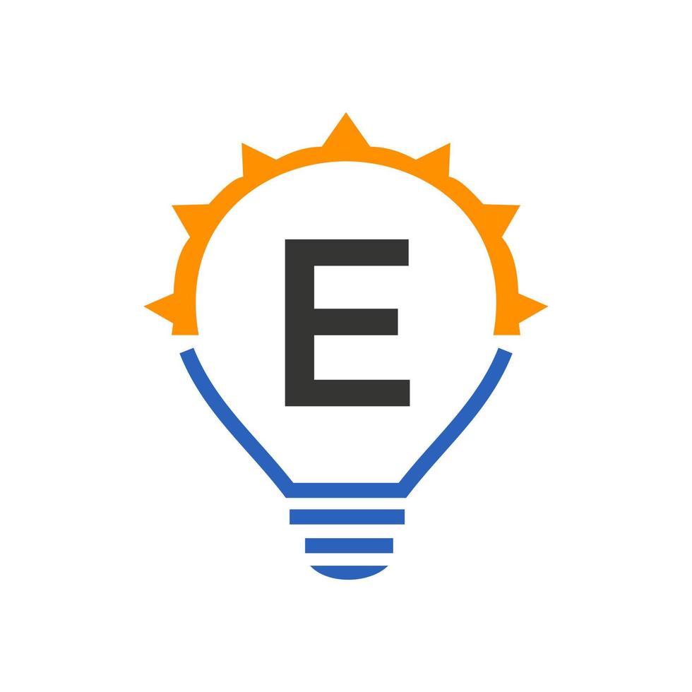 Letter E Light Bulb Vector Template
