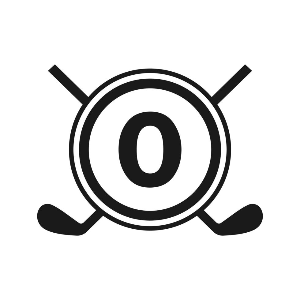 logotipo de hockey en la plantilla vectorial de letra o. logotipo del equipo deportivo del torneo de hockey sobre hielo americano vector