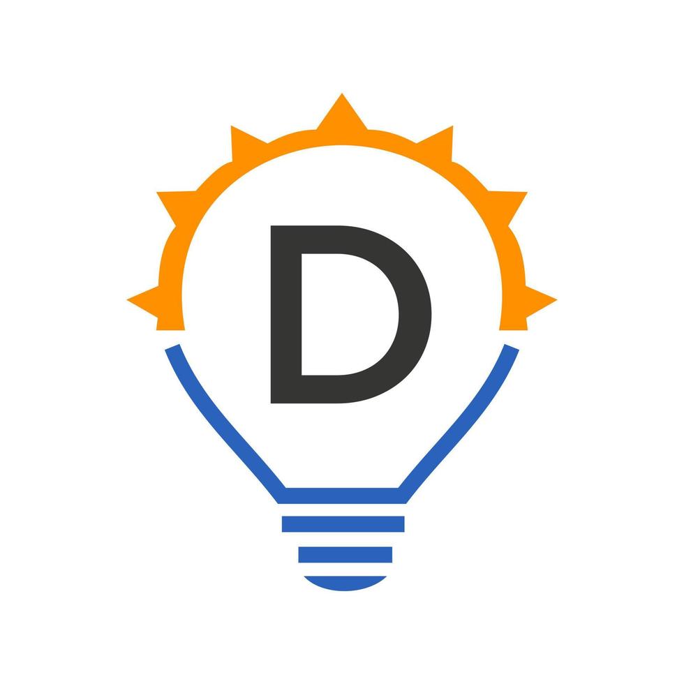 Letter D Light Bulb Vector Template