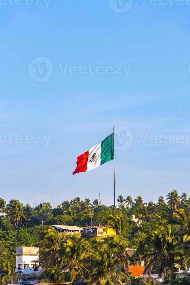 Mexican green white red flag in Zicatela Puerto Escondido Mexico. photo