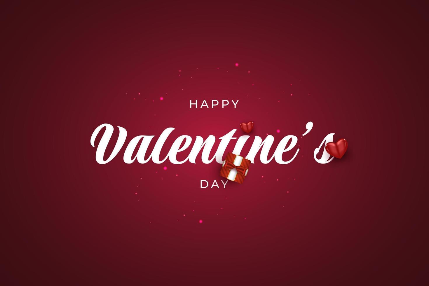 fondo del día de san valentín con corazones rojos y caja de regalo. tarjeta de San Valentín o pancarta vector