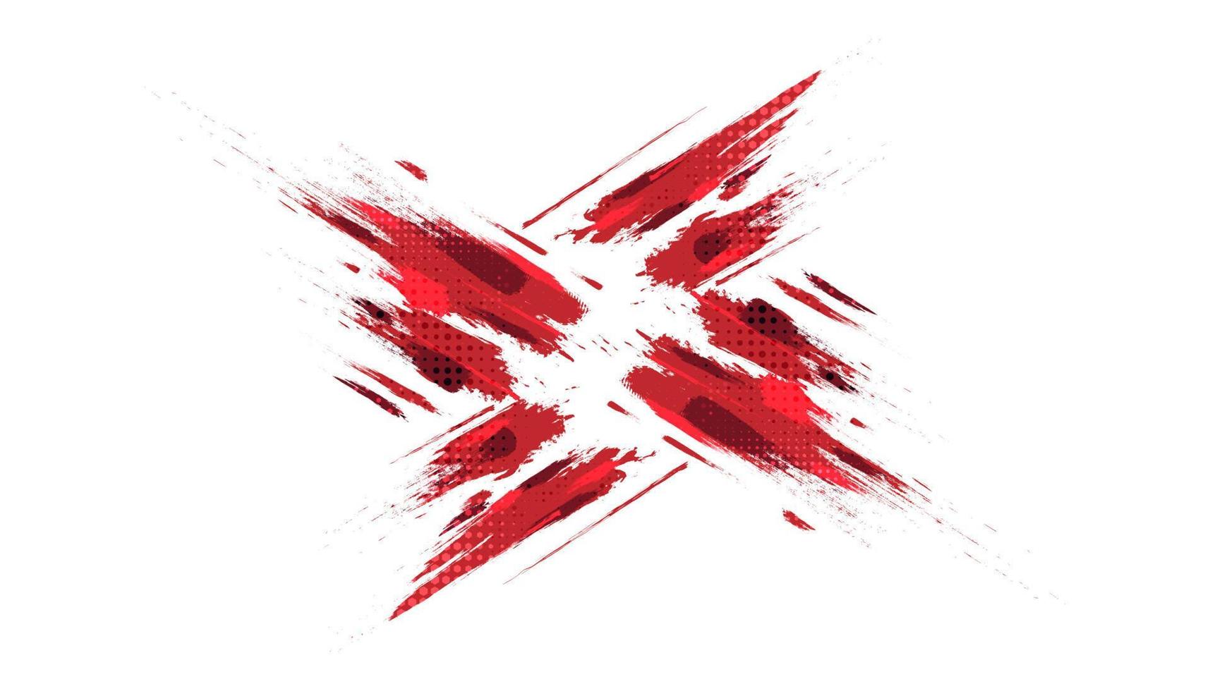 ilustración de pincel rojo con efecto de trama de semitonos aislado sobre fondo blanco. fondo deportivo. elementos de rayado y textura para el diseño vector
