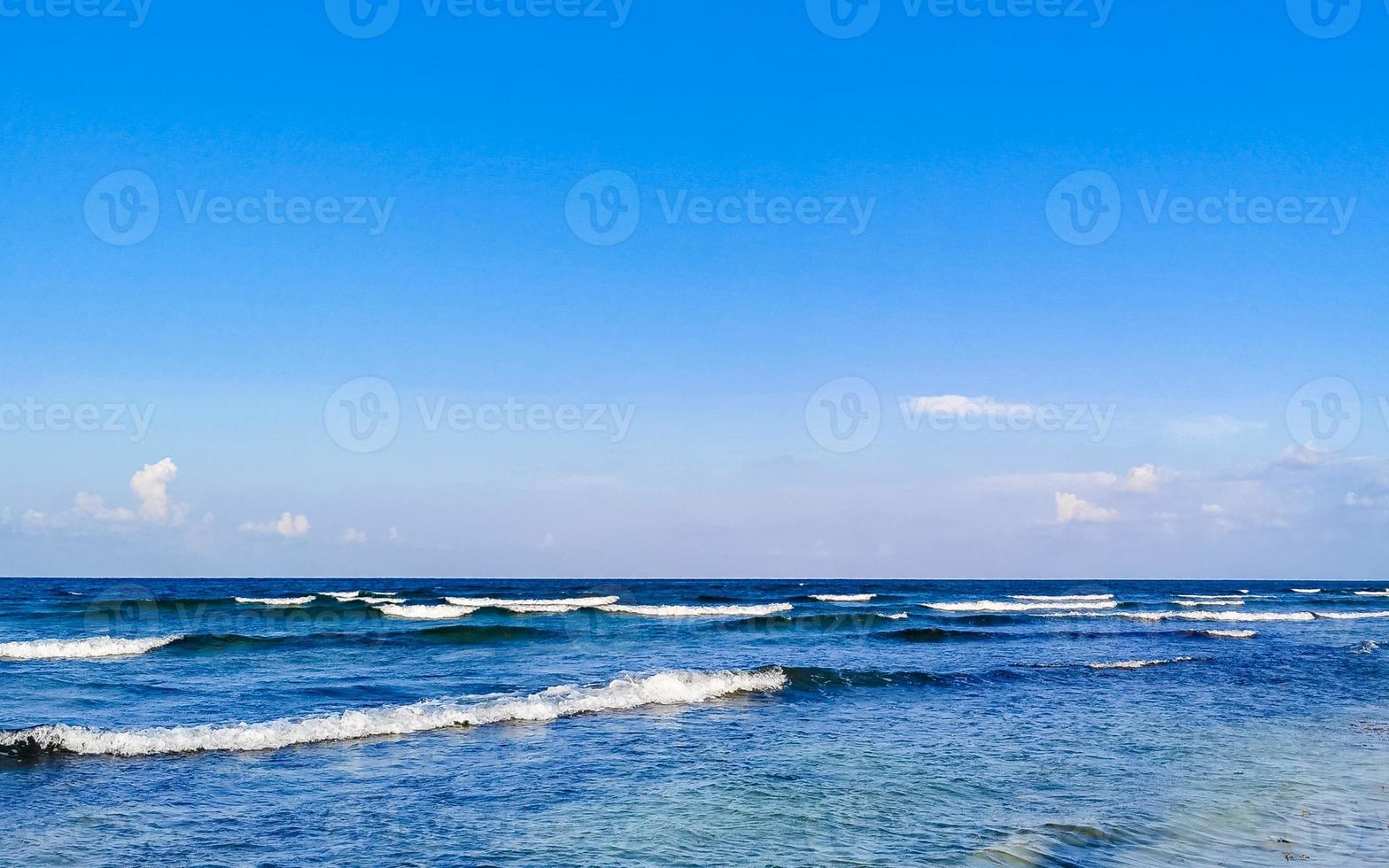 Tropical caribbean beach clear turquoise water Playa del Carmen Mexico. photo