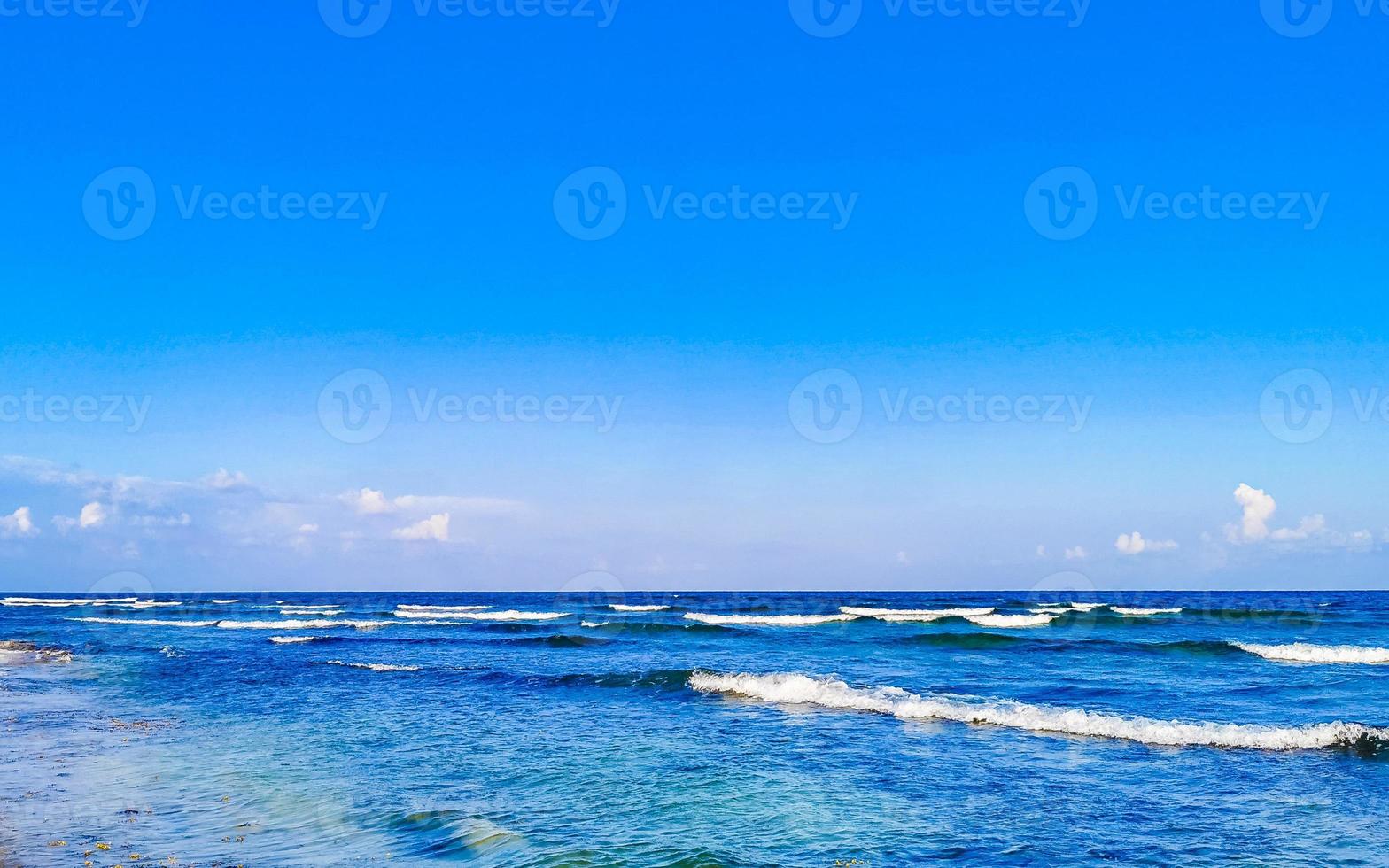 Tropical caribbean beach clear turquoise water Playa del Carmen Mexico. photo