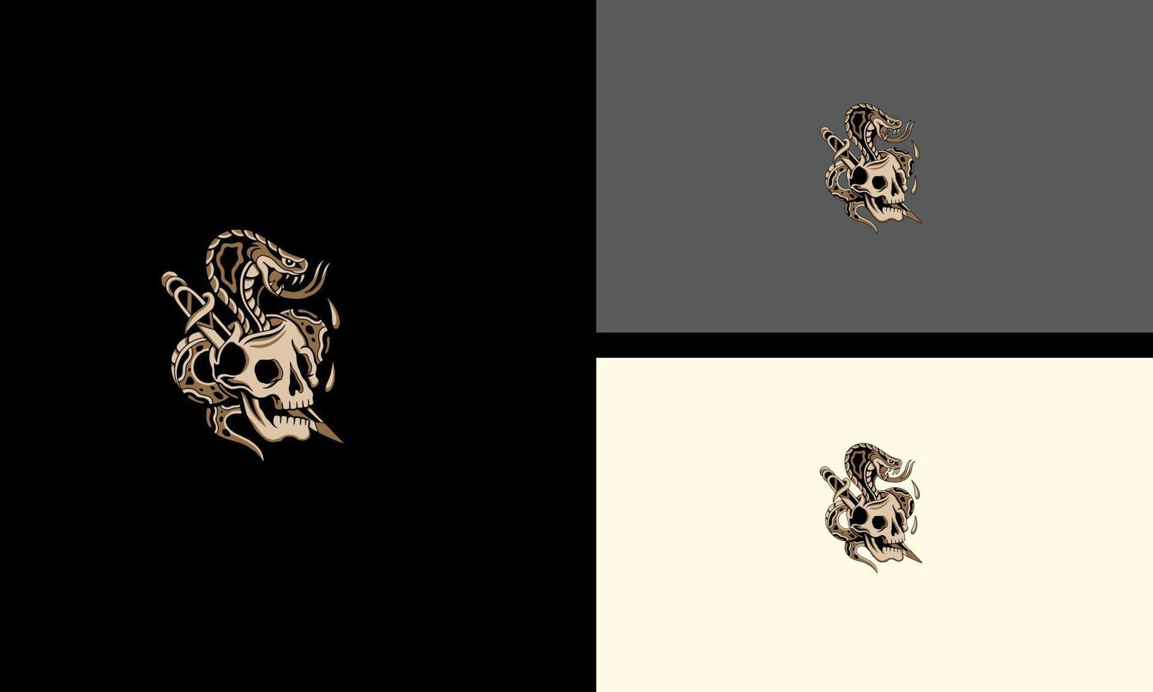 head skull and cobra vector mascot design