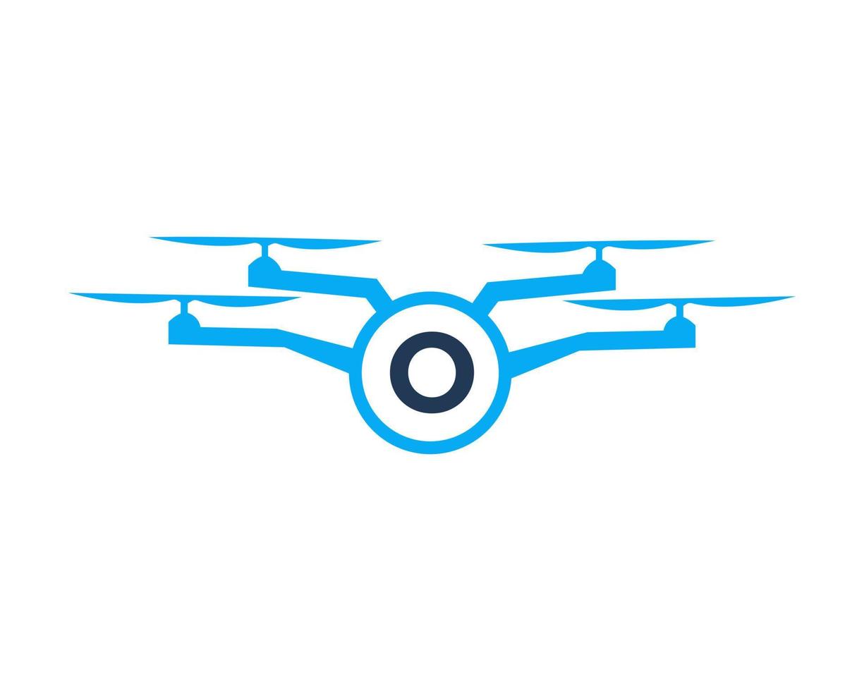 Drone Logo Design On Letter O Concept. Photography Drone Vector Template
