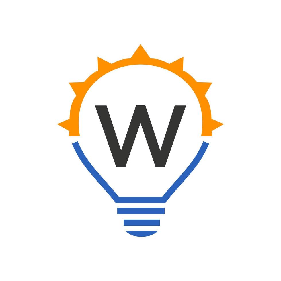 Letter W Light Bulb Vector Template