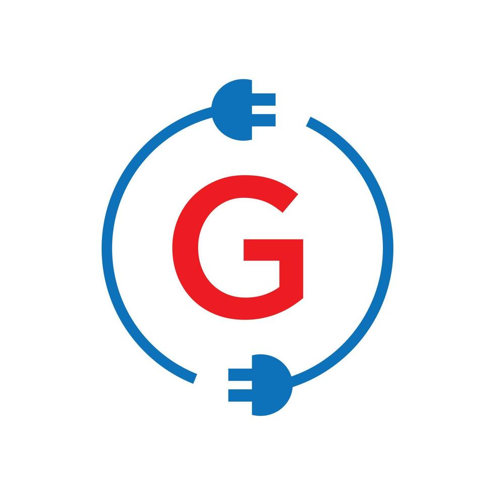 logotipo de la electricidad de la letra g del rayo. eléctrico industrial, signo de potencia cerrojo eléctrico vector