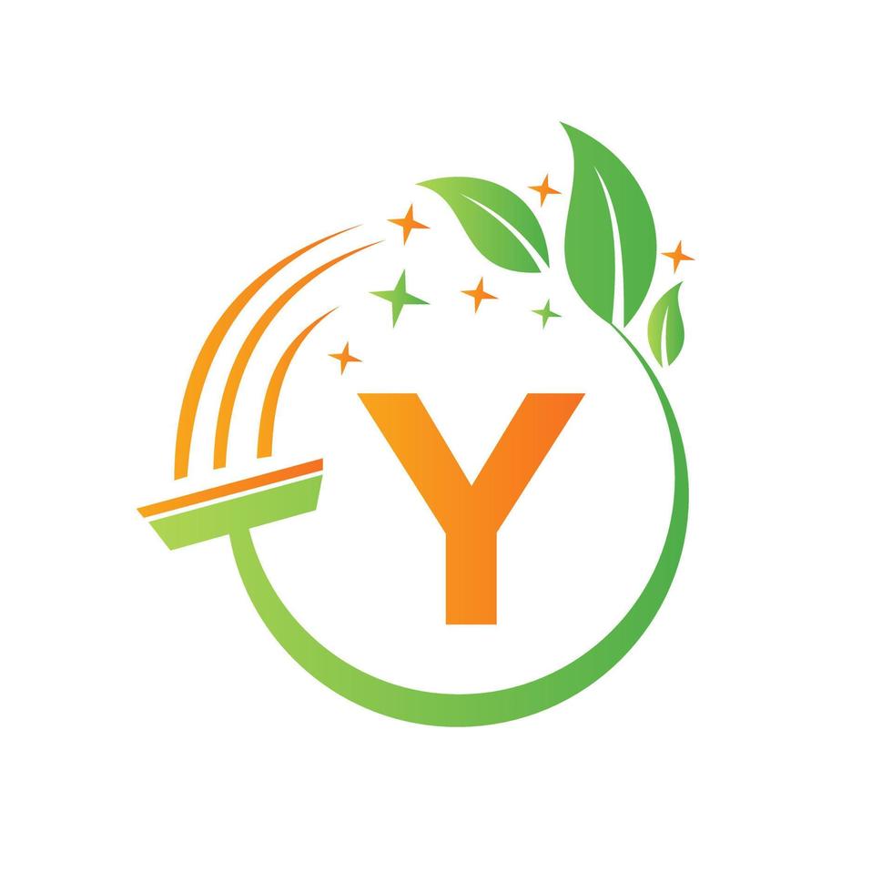 Maid Logo On Letter Y Concept With Clean Brush Icon vector