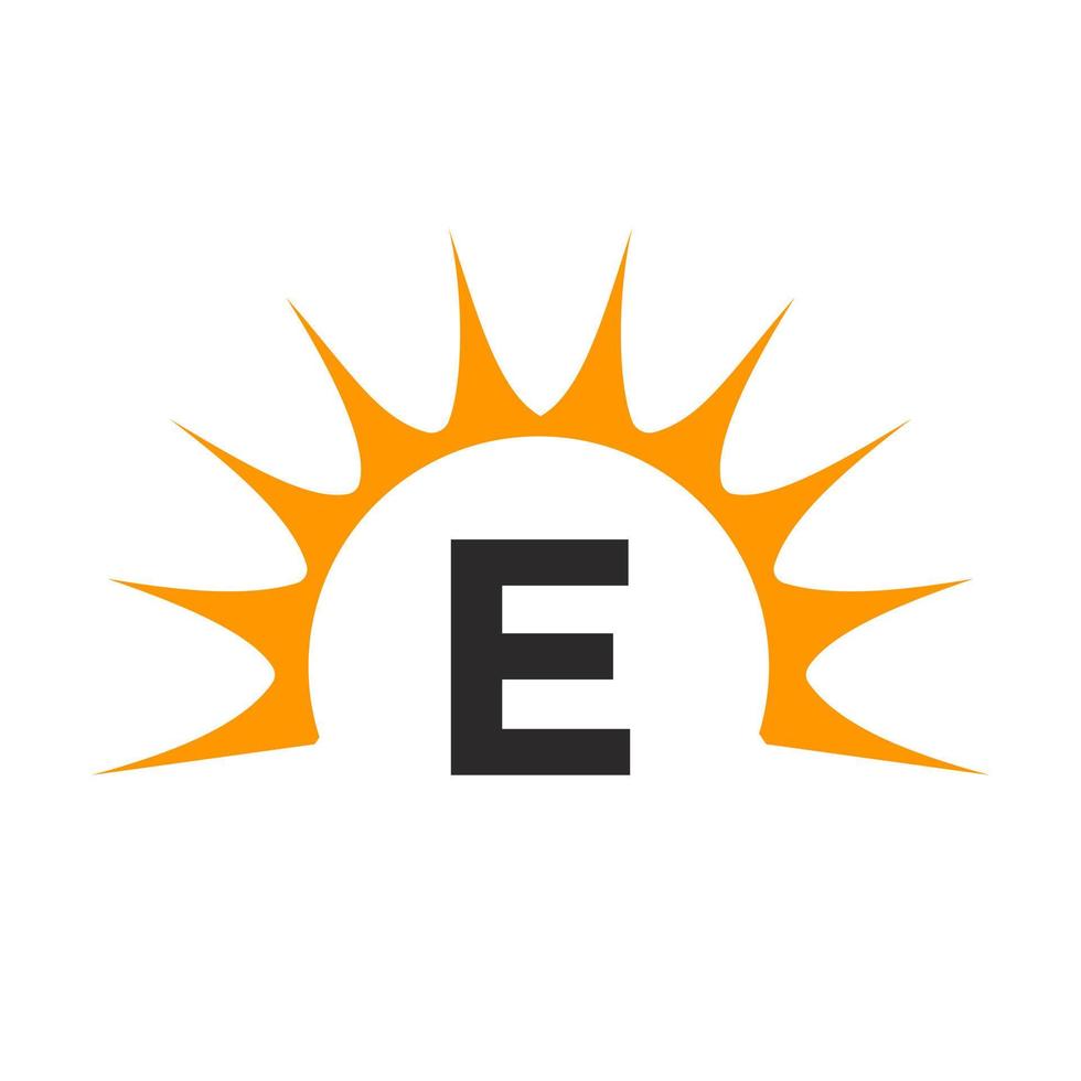 Sun and Letter E Concept vector