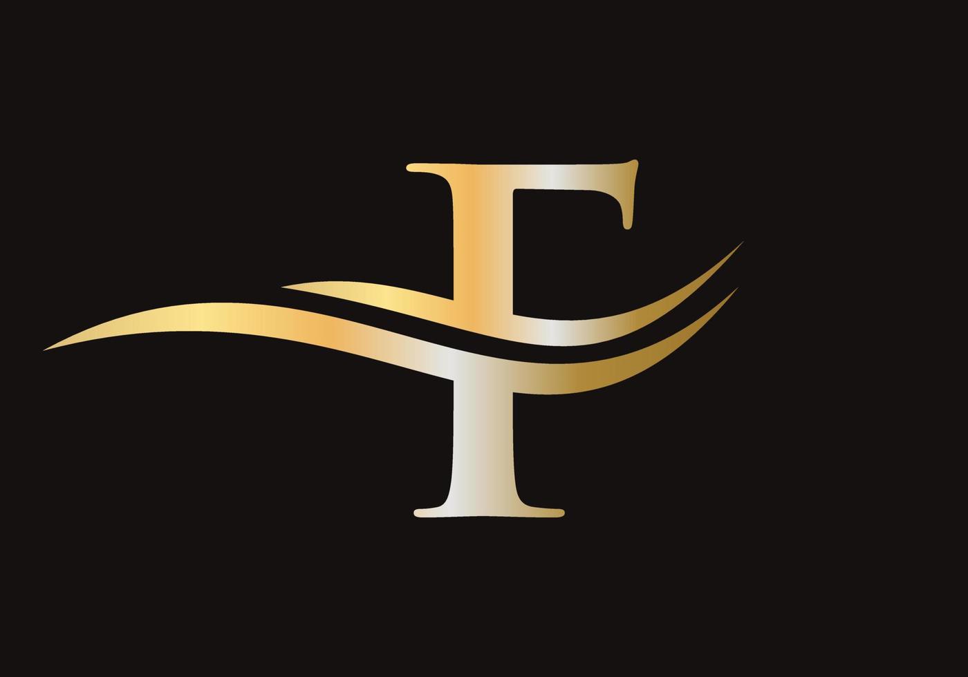 Letter F Logo Sign Design With Water Wave Concept vector