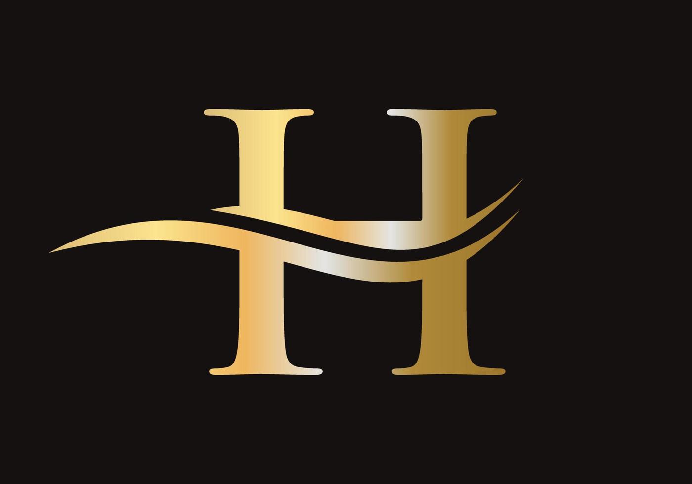 Letter H Logo Sign Design With Water Wave Concept vector