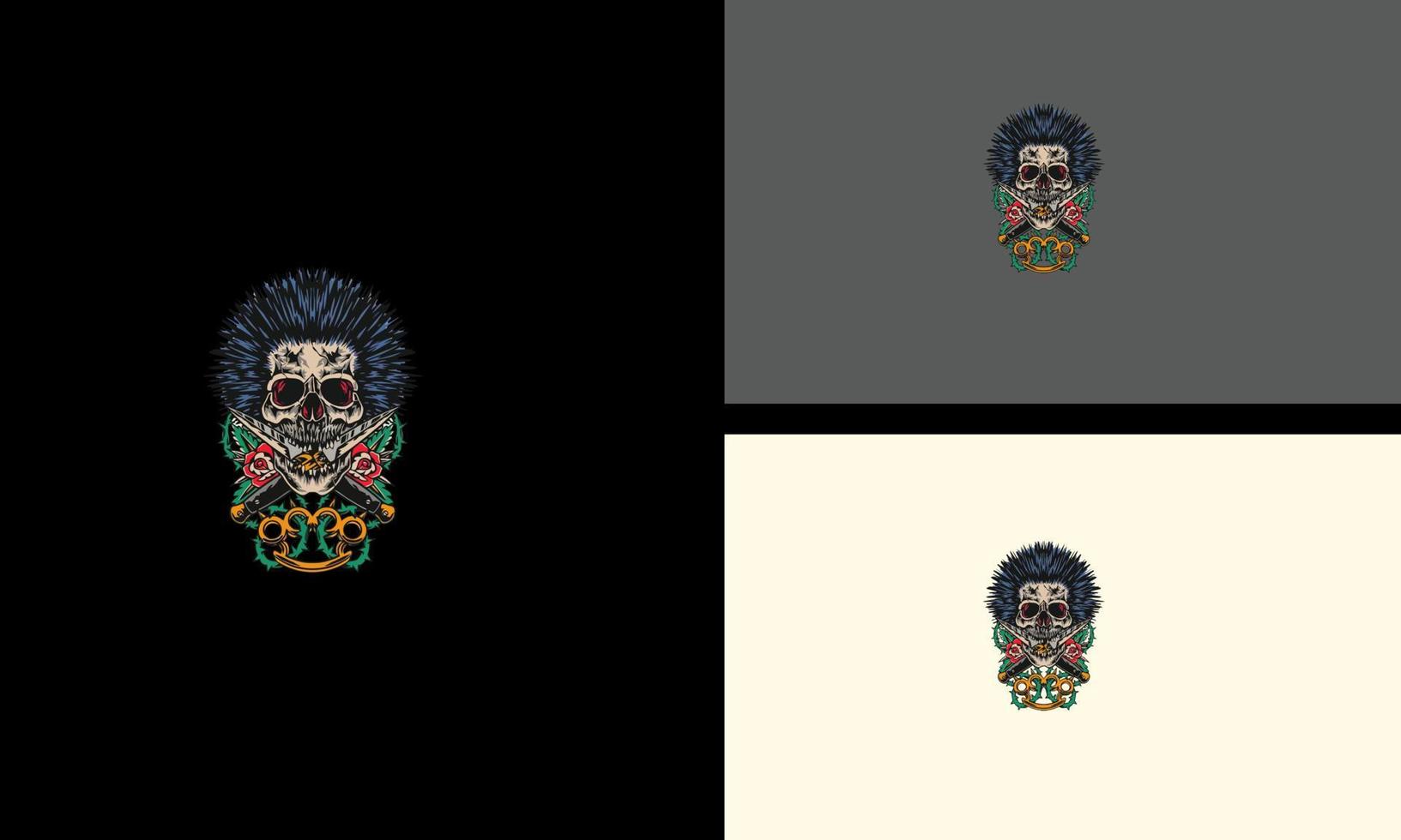 head skull and flowers vector mascot design