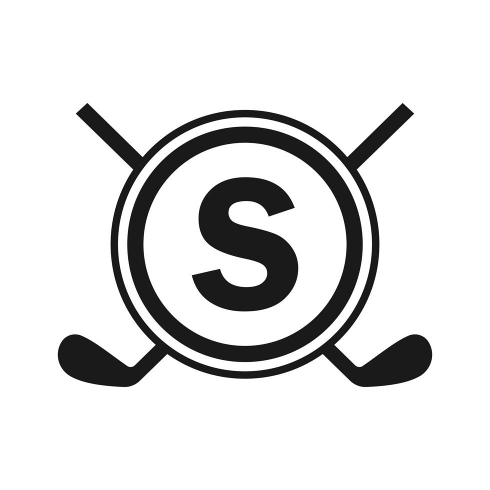 logotipo de hockey en la plantilla vectorial de la letra s. logotipo del equipo deportivo del torneo de hockey sobre hielo americano vector