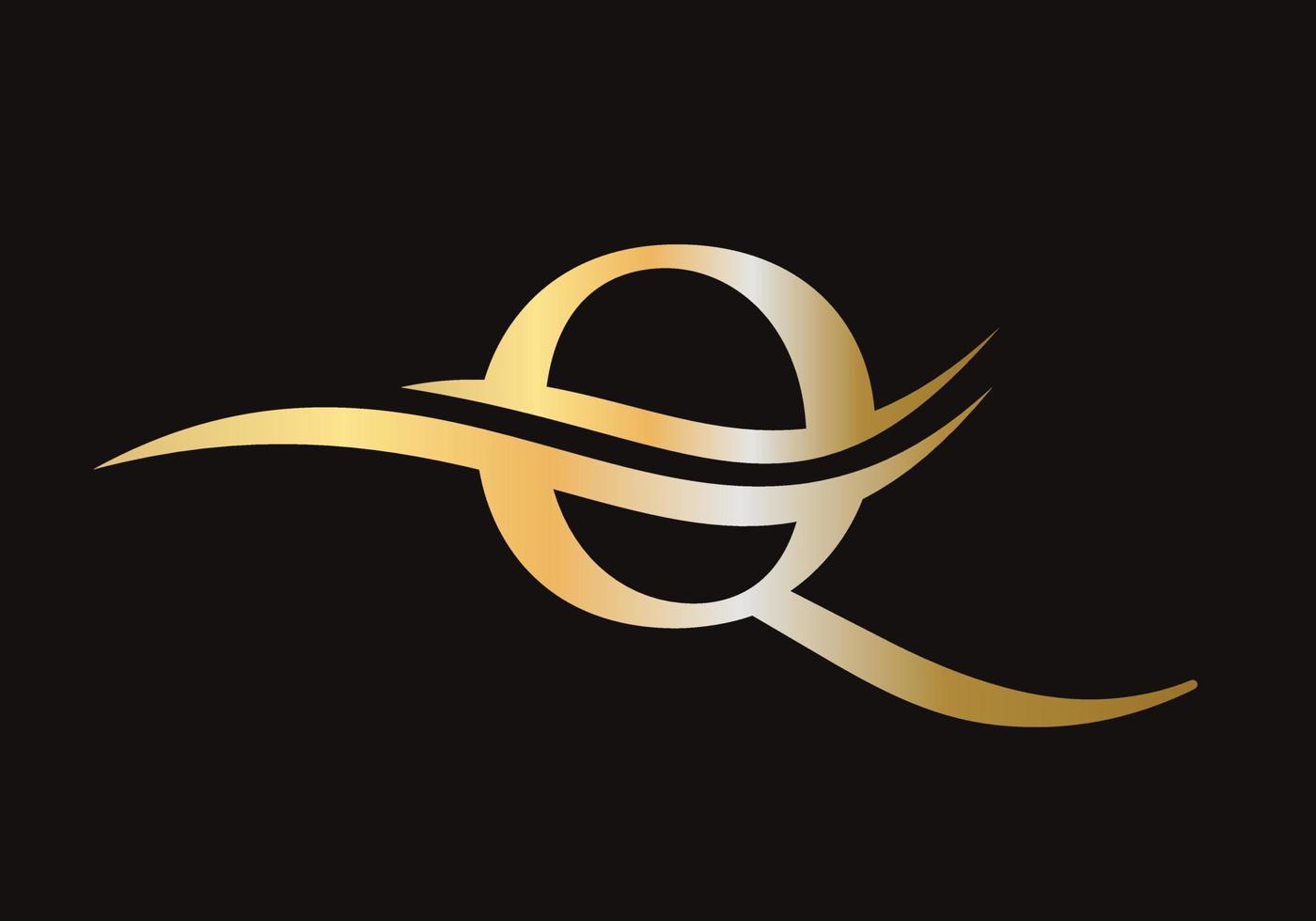 diseño de signo de logotipo de letra q con concepto de onda de agua vector
