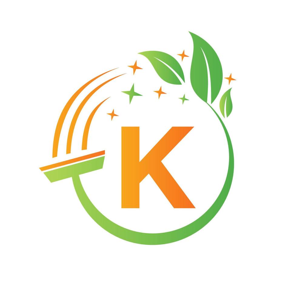 Maid Logo On Letter K Concept With Clean Brush Icon vector