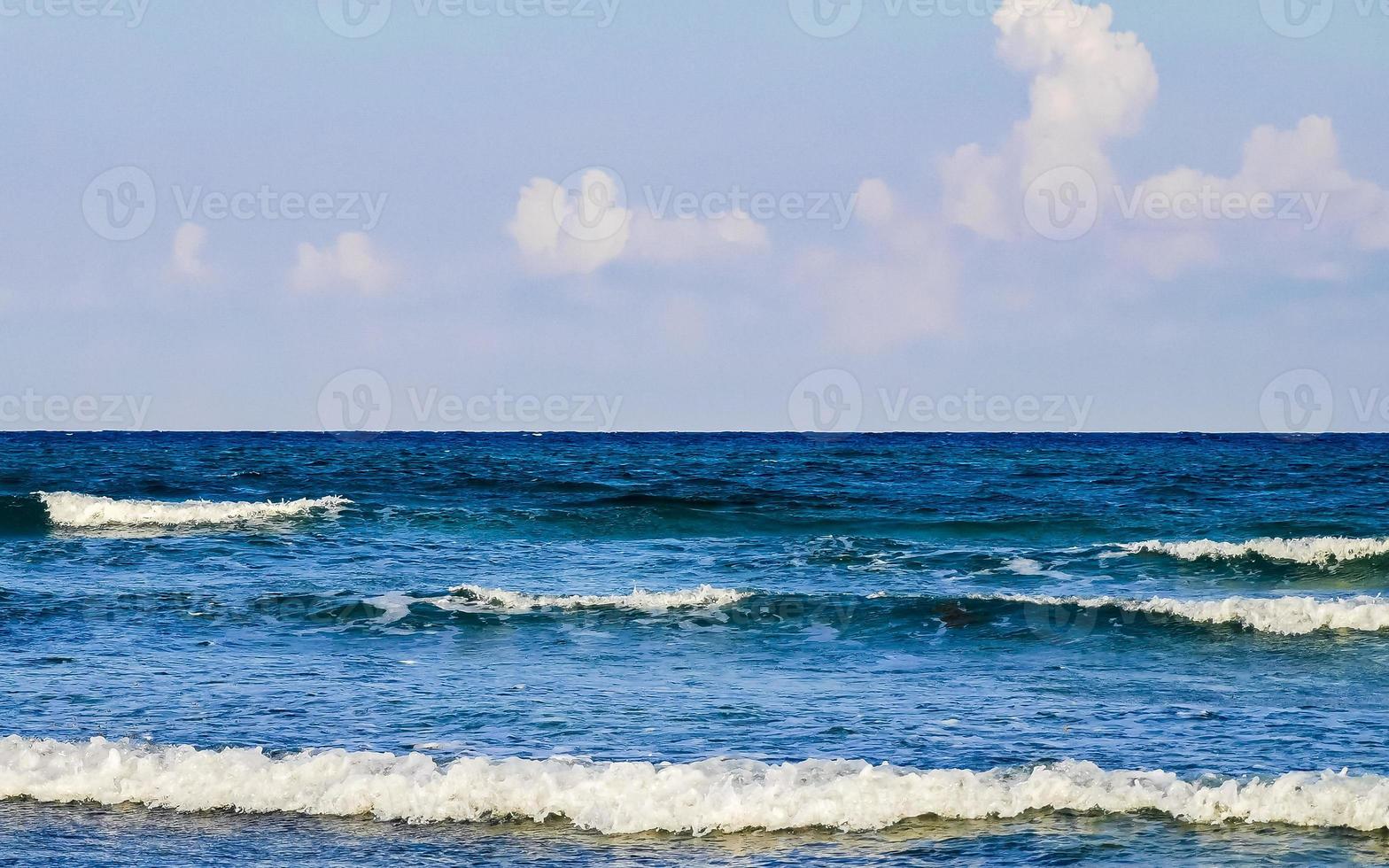 Tropical caribbean beach clear turquoise water Playa del Carmen Mexico. photo