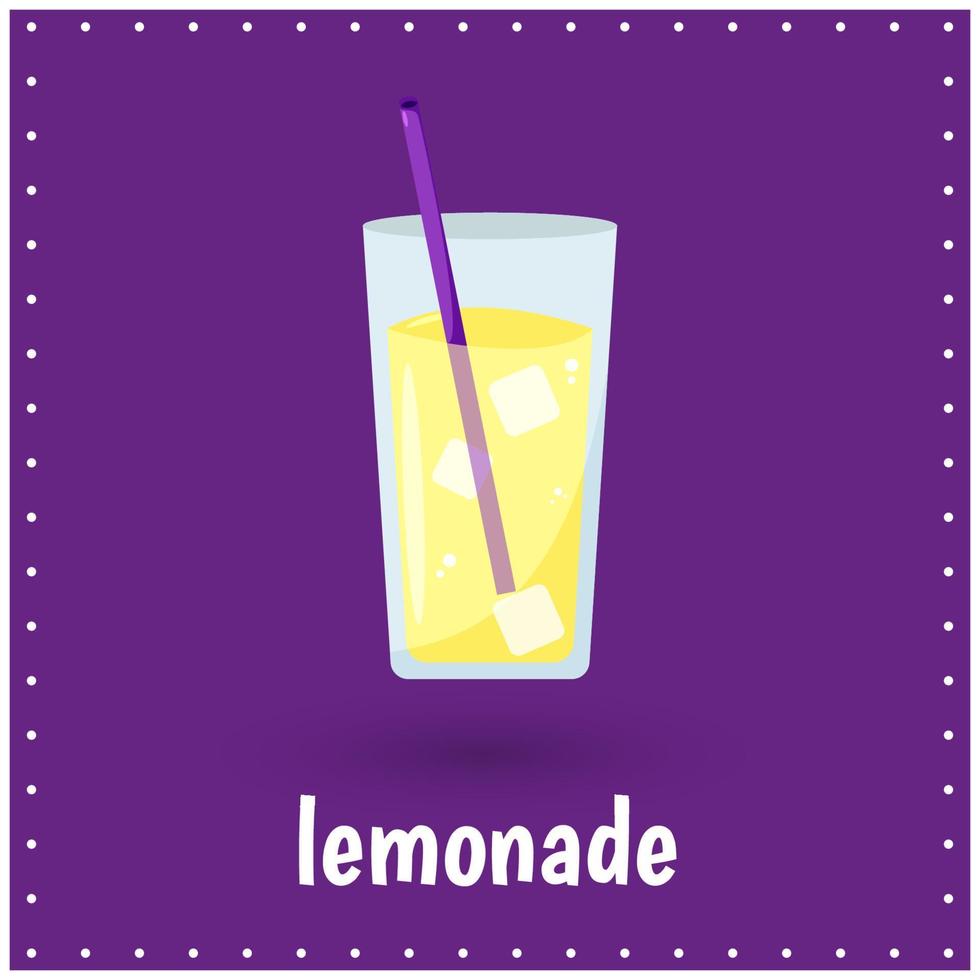 Learning cards for kids. Lemonade. vector