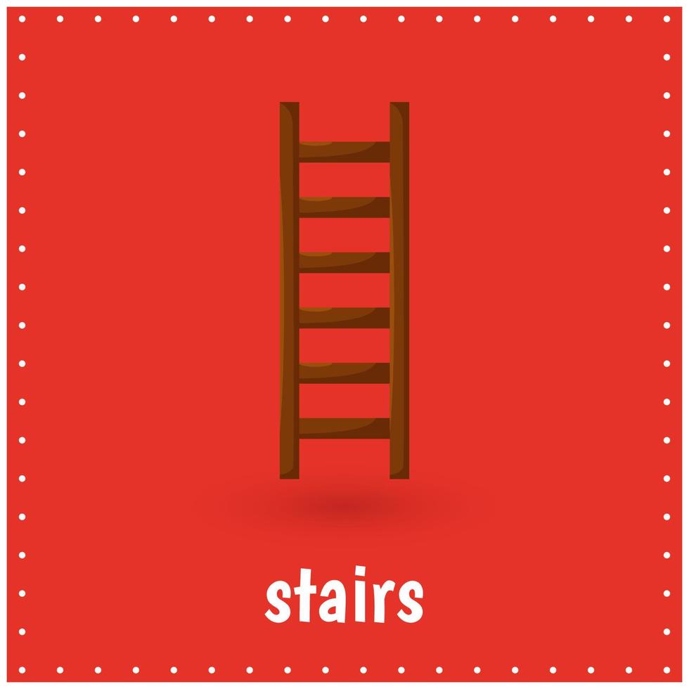 Learning cards for kids. Wooden stairs. vector