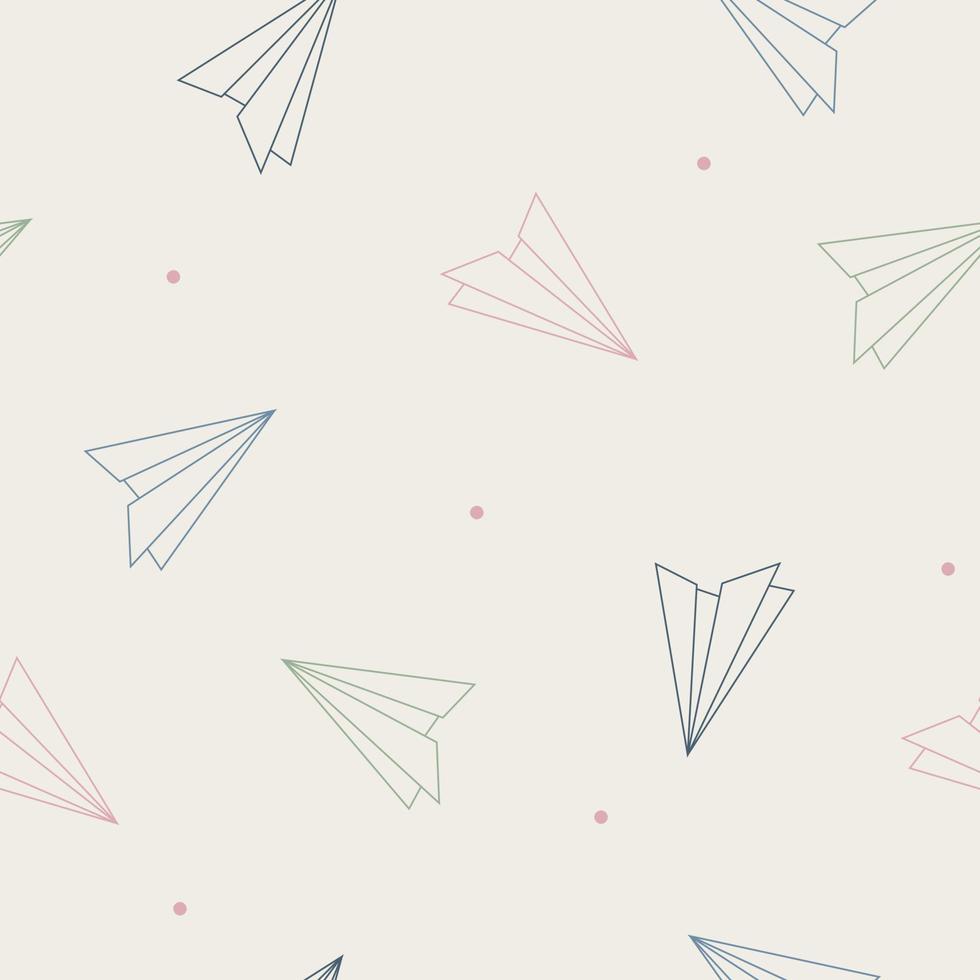 seamless pattern pastel paper planes vector