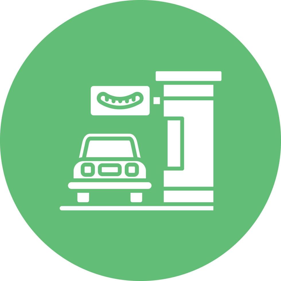 Drive Thru Glyph Circle Background Icon vector