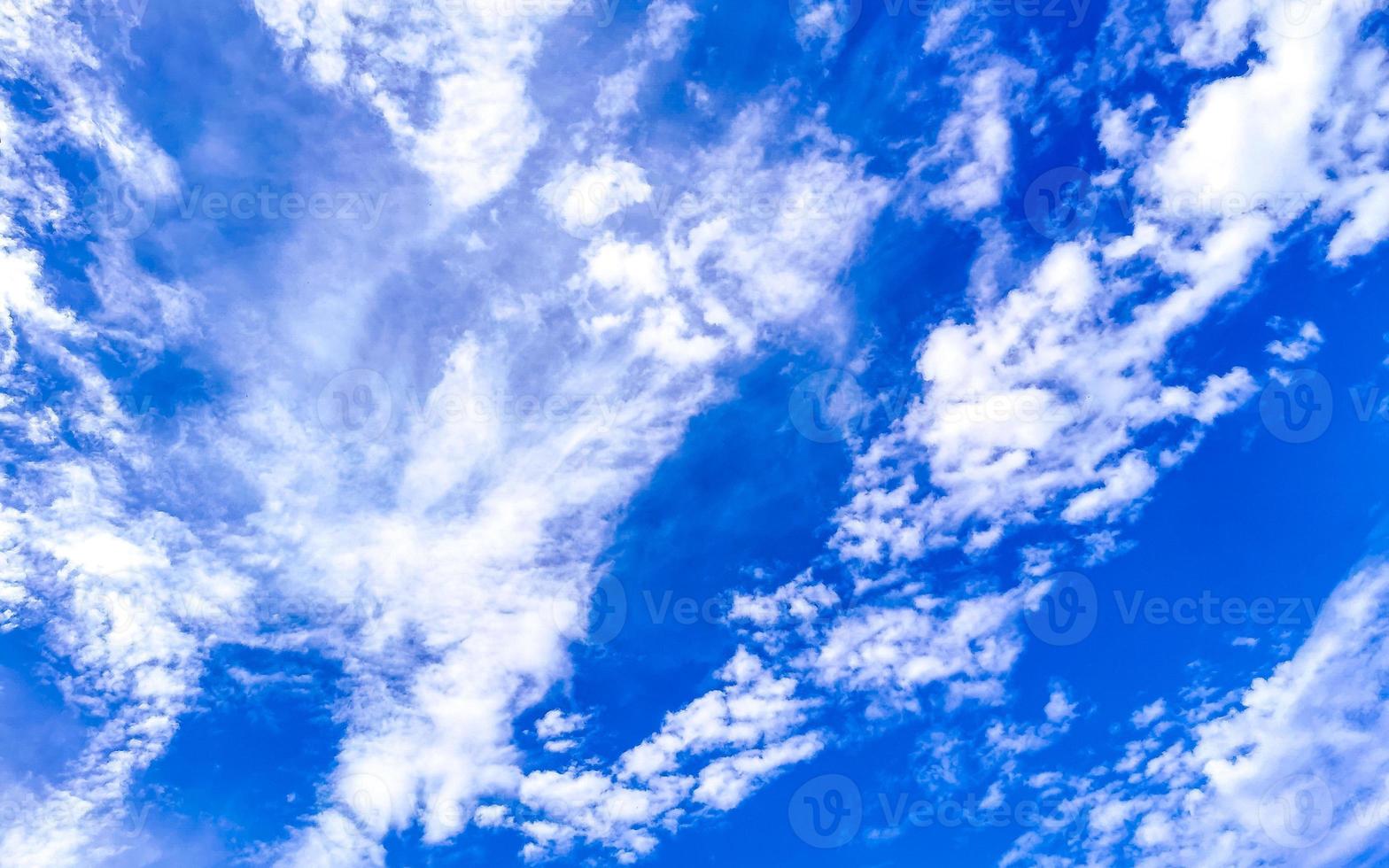 Blue sky with beautiful clouds on sunny day in Mexico. photo