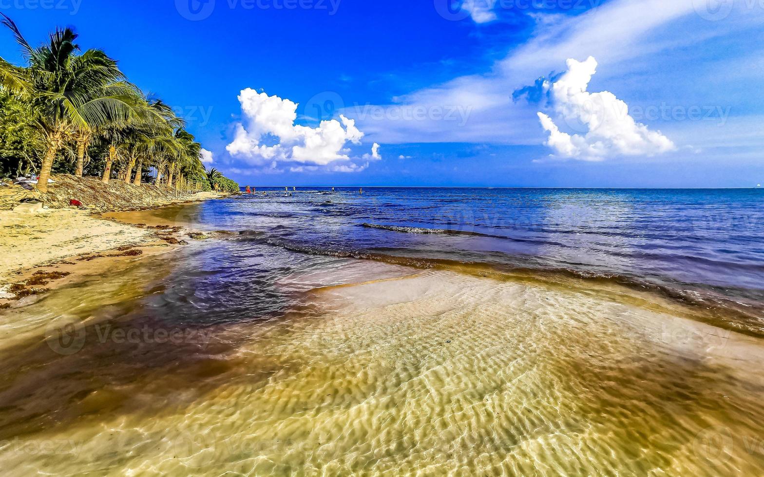 Tropical mexican beach clear turquoise water Playa del Carmen Mexico. photo