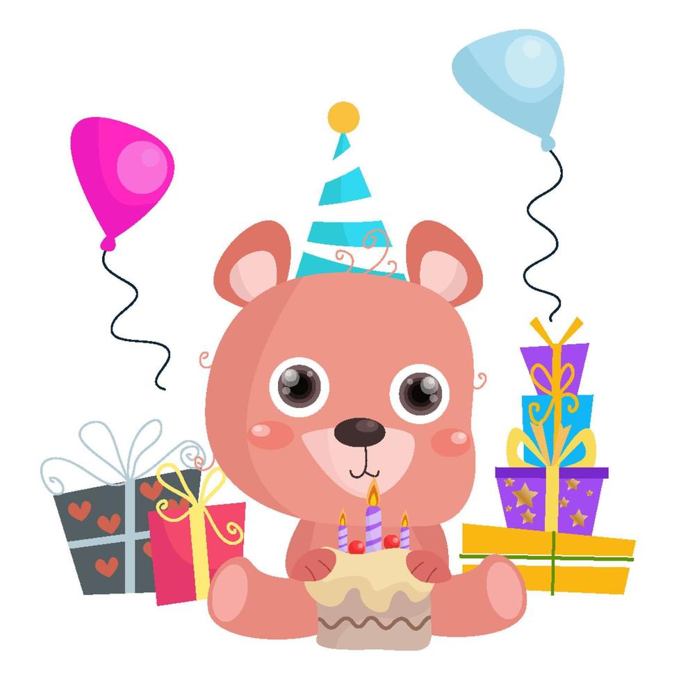 Flat Cute Bear illustration suitable for kid design vector