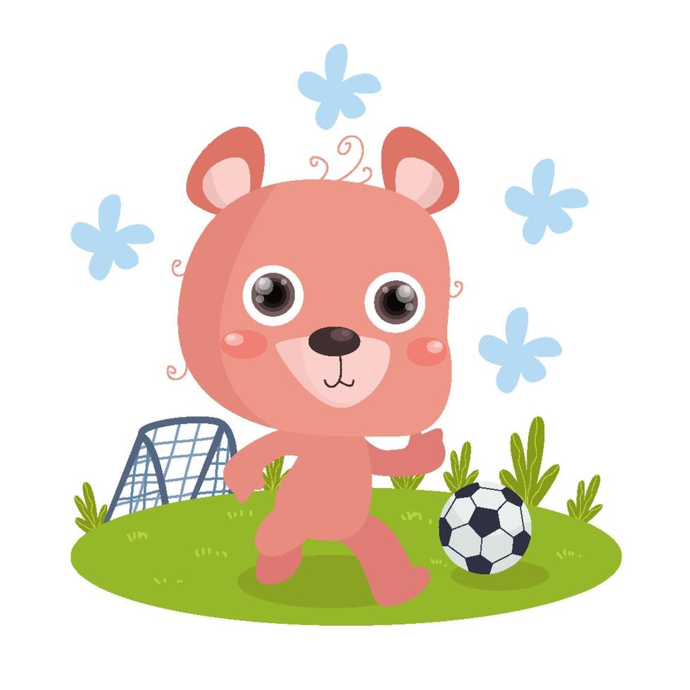ilustración plana de oso lindo adecuada para el diseño de niños vector