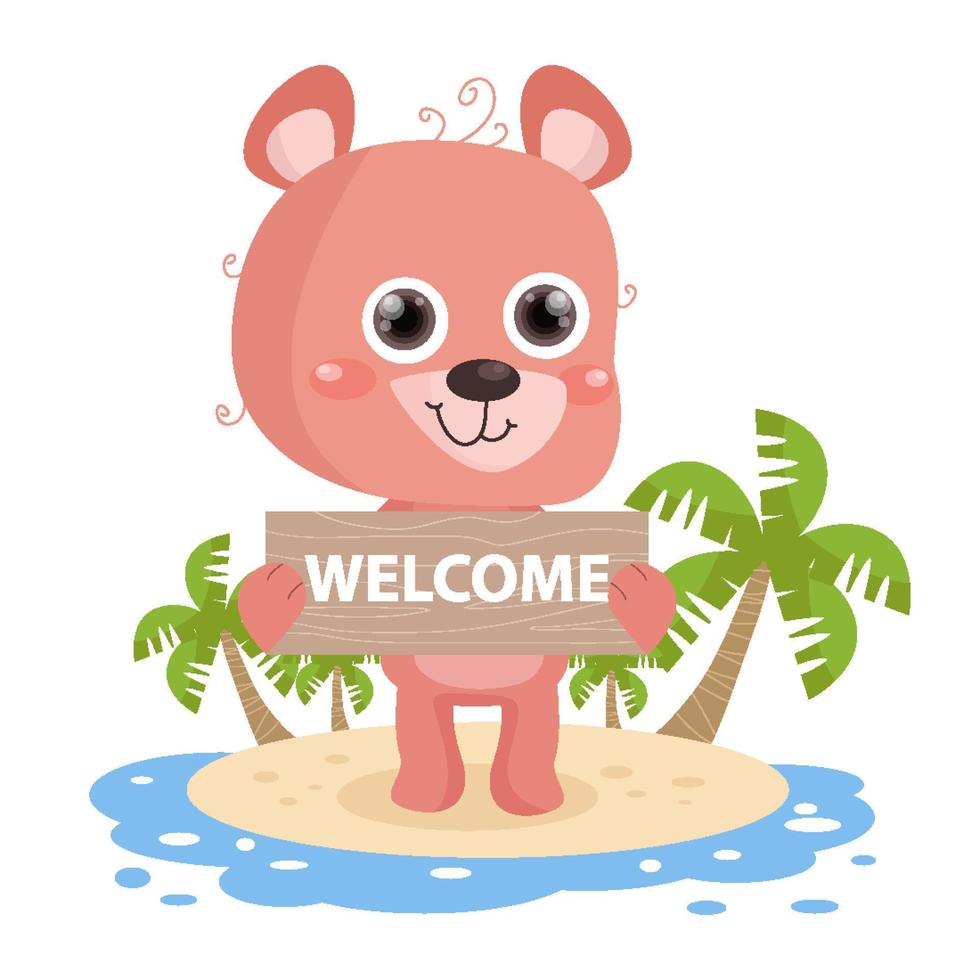 Flat Cute Bear illustration suitable for kid design vector