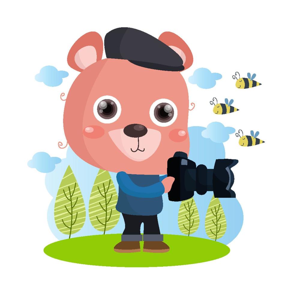 ilustración plana de oso lindo adecuada para el diseño de niños vector