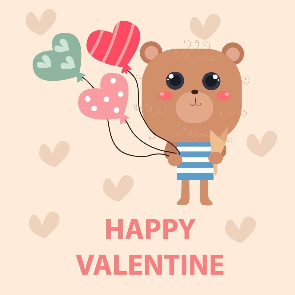 ilustración plana de animales lindos san valentín adecuado para el diseño de niños vector