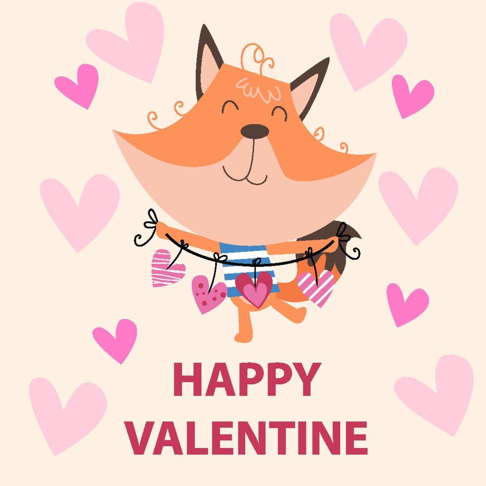 ilustración plana de animales lindos san valentín adecuado para el diseño de niños vector