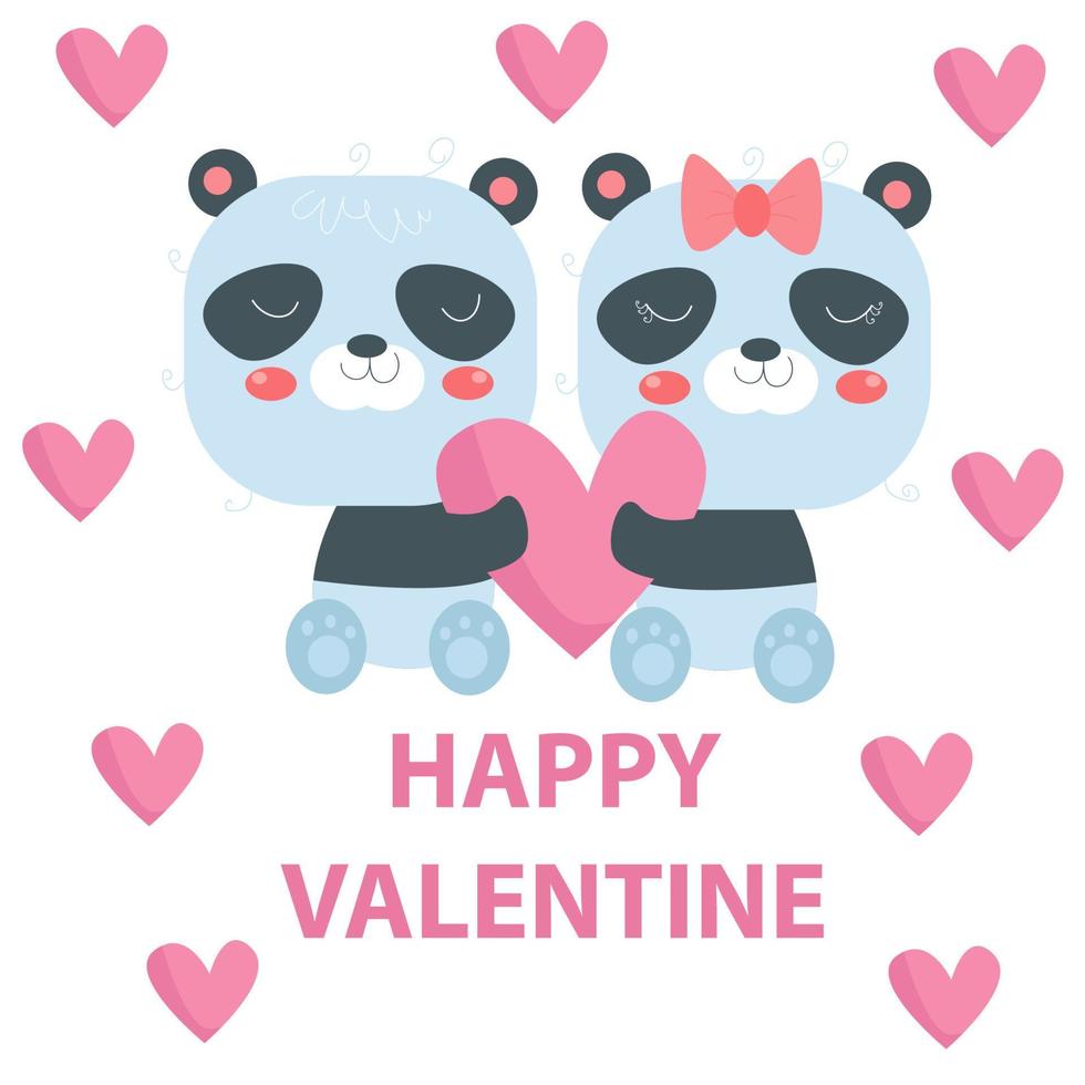 Flat illustration of Cute Animals Valentine suitable for kid design vector