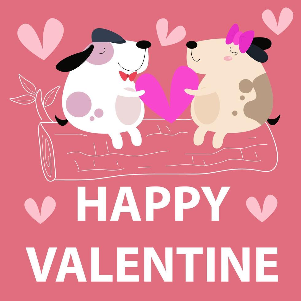 ilustración plana de animales lindos san valentín adecuado para el diseño de niños vector