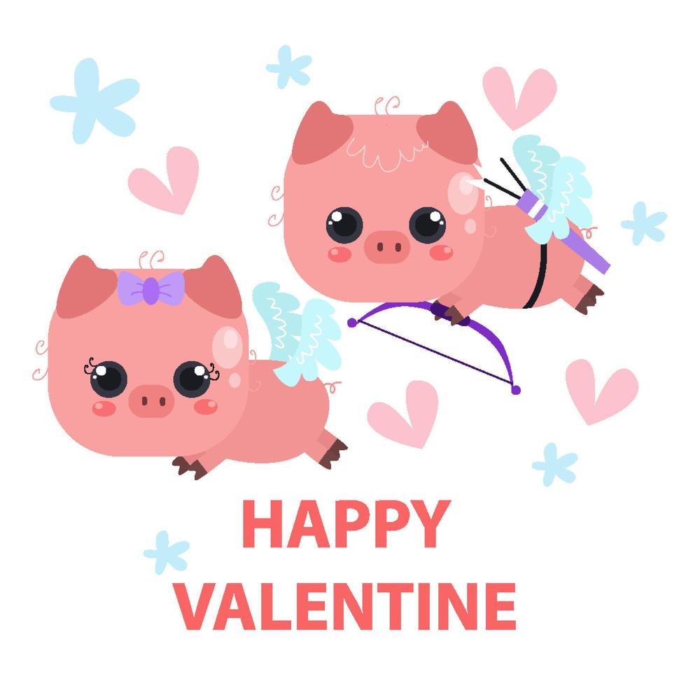 ilustración plana de animales lindos san valentín adecuado para el diseño de niños vector